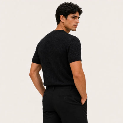 Cable-Knit Short-Sleeve Sweater