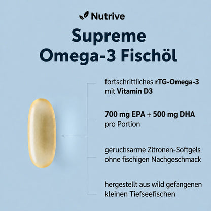 Micro Ingredients Supreme Omega-3-Fischöl mit extrem hohem EPA- und DHA-Gehalt, Softgels ohne Aufstoßen